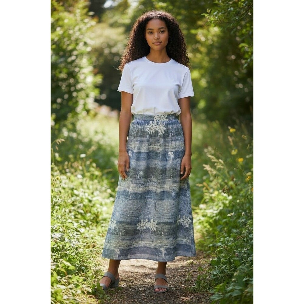 Gianni Muticolor Women's Size 12 Blue Faux Wrap Maxi Skirt NWT